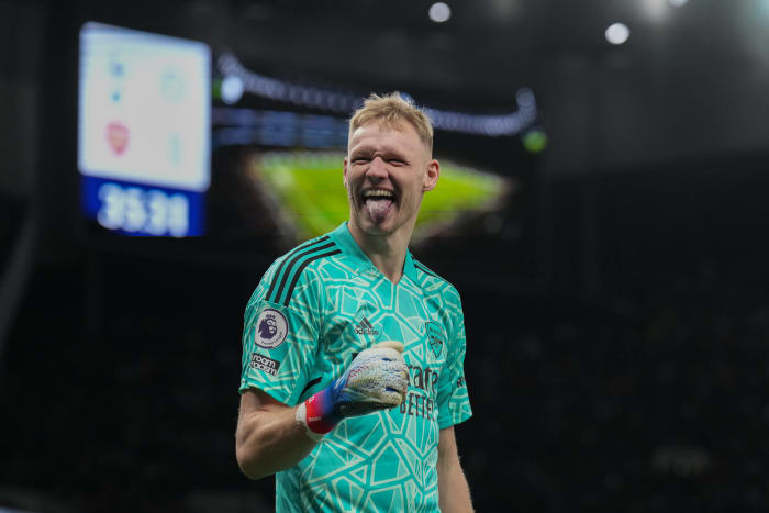 Goalkeeper Aaron Ramsdale pictured during Arsenal's 2-0 win at Tottenham in January 2023